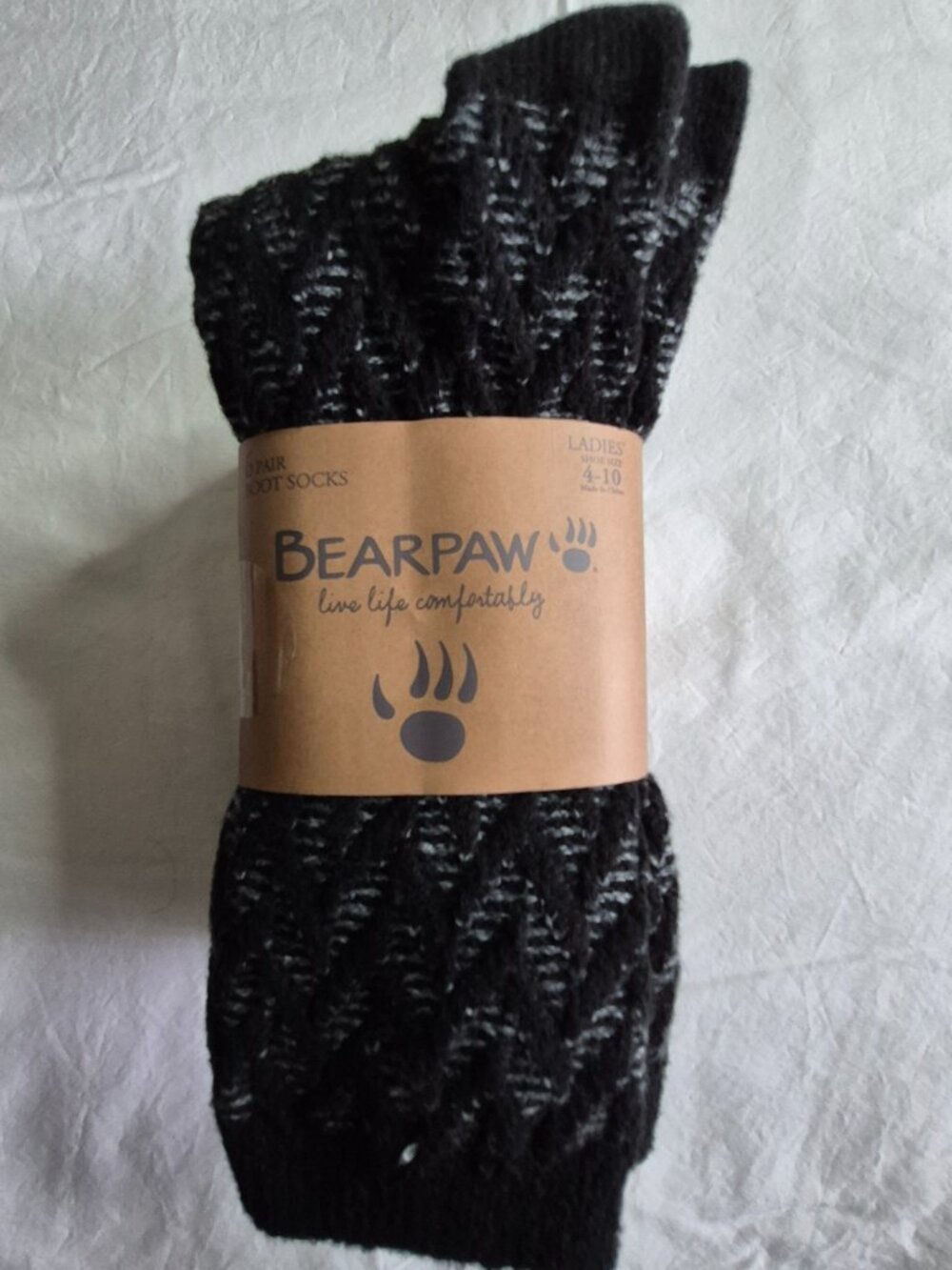 BearPaw Women's 6-Pair Boot Socks Black Combination, Fits Shoe Size: 4-10 NWT